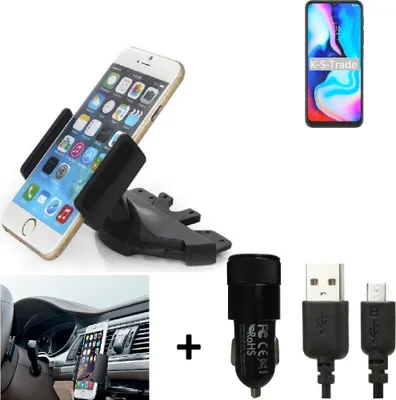 Produktbild von TOP SET K-S-Trade Autohalterung kompatibel mit Motorola Moto E7 Plus CD Schlitz Halterung KFZ-Halter Radio Handy Halterung 360° drehbar DVD-Schacht