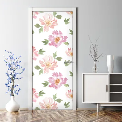 Produktbild von Dekorative Türdekoration selbstklebend Klebefolie Tür Tattoo Aufkleber Graue Blumen 70 x 200 cm