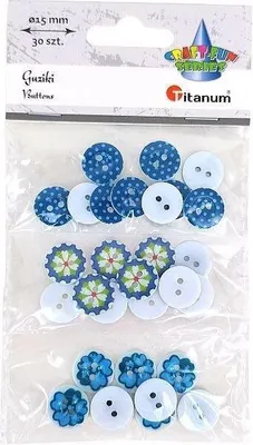 Produktbild von Guziki plastikowe okrągłe 15mm niebies mix 30szt