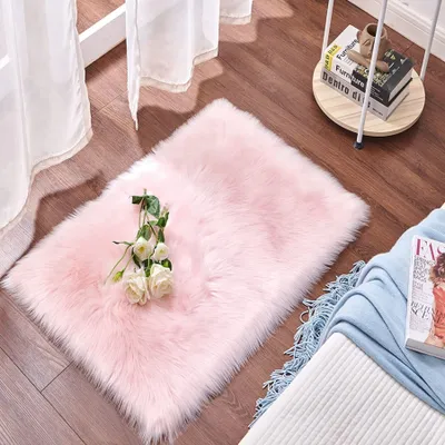 Produktbild von Kunstfell Teppich rechteckig 90x120cm Rosa