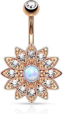 Produktbild von Bauchnabelpiercing roségold Opal Blume 316L Piercing Banane