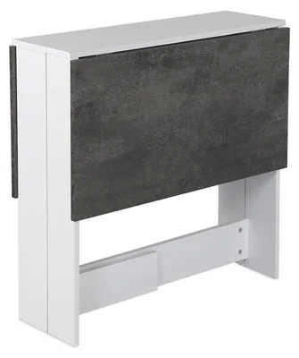 Produktbild von Mobiler Klapptisch Esstisch mit 1 Schublade und 2 Ablagen 103x76x73,4cm Weiß Beton