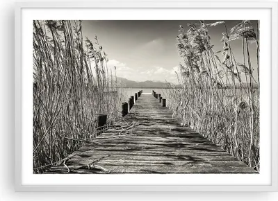 Produktbild von Gerahmtes Poster - Weißer Rahmen - Brücke Pier Sepia - 70x50 cm - Wand Bild - Wanddeko - Wandbilder - Kunstposter - Wandposter - Bilderrahmen - Bilder - Kunstdruck - Wanddekoration - P2WAA70x50-4928