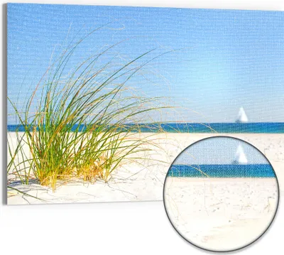 Produktbild von DEQORI Hybrid Leinwand Bild 90x60 cm 'Meeresweite Stille' Wandbild Glas flach modern