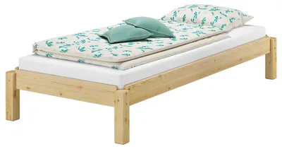 Produktbild von Kurzes Stapelbett 90x190 stapelbare Liege Kiefer Massivholzbett V-60.48-09-190Rollrost inkl.
