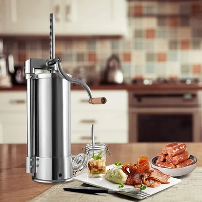 Obrázek produktu pro COSTWAY 6L ruční plnička klobás, stroj na klobásy z nerezové oceli, plnička klobás stříbrná, lis na klobásy se stolní svorkou, stříkačka na klobásy včetně 6 plnicích trubek