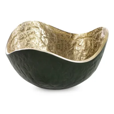 Zdjęcie produktu dla Metalowa, metalowa miska, owalna 25 x 13 cm, złoto-zielona, ZA-405692
