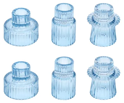 Image de Omgoods - Ensemble de 6 bougeoirs en verre avec une fonction 2 en 1