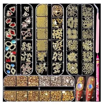 Immagine prodotto di Set di 4 accessori per unghie con strass e perline