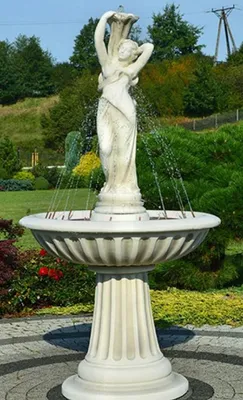 Produktbild von Casa Padrino Jugendstil Springbrunnen Weiß / Grau Ø 92 x H. 182 cm - Prunkvoller Gartenbrunnen - Gartendeko Brunnen - Barock & Jugendstil Garten Deko Accessoires