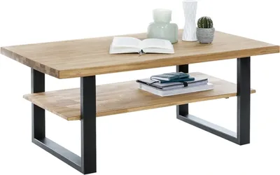 Produktbild von Couchtisch >Tom-I< in Wildeiche / schwarz aus Teilmassiv - 115x65x46cm (BxHxT)