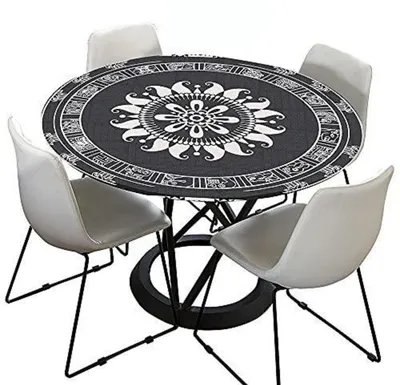 Zdjęcie produktu dla Obrus outdoor, okrągły, 90 cm, zmywalny, wodoodporny, efekt lotosu, czarno-biały