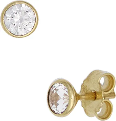 Produktbild von Ohrstecker 4,1mm Zirkonia weiß rund 333 Gold Gelbgold Ohrschmuck Solitär Damen