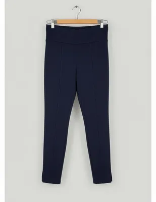 Produktbild von ZERO Damen Schlupfhose Blau Gr. 36 Stretch Stoffhose Biesen Schlitz Gummizug