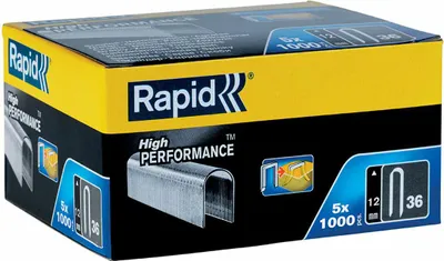 Image de Agrafes RAPID 36, 12 mm, DP, Agrafes pour agrafeuses, Agrafes pour câbles, Pack. 5000 pcs.