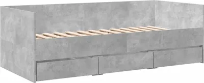 Produktbild von Tagesbett mit Schubladen ohne Matratze Betongrau 100x200 cm