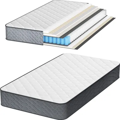 Image de Clanmacy Matelas à ressorts ensachés Premium 7 zones 120x190x22cm Tissu doux et confortable Excellente élasticité H3 Améliorer le sommeil
