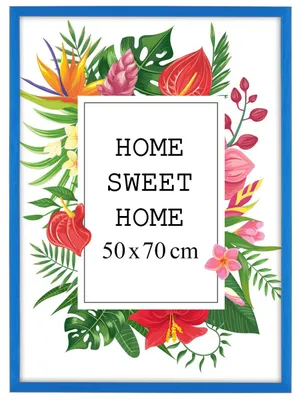 Produktbild von MG Design Bilderrahmen 50 x 70 cm - Posterrahmen mit Blau Holzrahmen (Echtholz) und bruchsicherem Acrylglas, Hoch & Quer mit stabiler Wandaufhängung