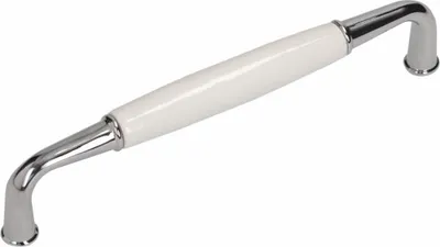 Produktbild von UP16 Griff, Chrom glänzend, Porzellan weiß, 128mm