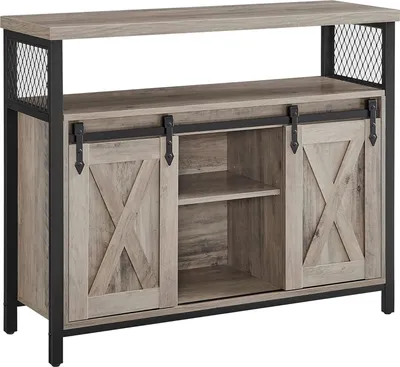Produktbild von VASAGLE Kommode Küchenschrank Aufbewahrungsschrank mit 2 Schiebetüren 33 x 100 x 80 cm Einlegeböden Landhausstil Wohnzimmer