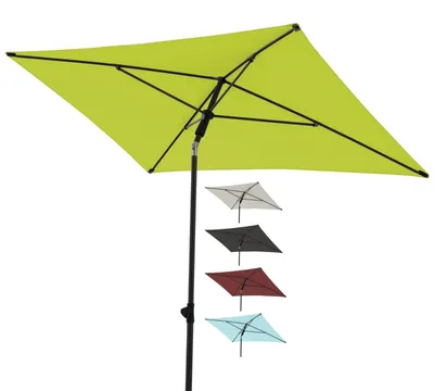 Image de Parasol de balcon 180 x 120 cm, vert pomme | Parasol rectangulaire pour balcon et terrasse | Parasol de balcon avec mécanisme coulissant | Réglable en hauteur | Parasol de jardin inclinable