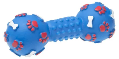 Obrázek produktu pro Piszcząca zabawka hantel dla psa 14,3 cm mix kolorów
