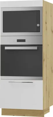 Produktbild von Backofenschrank KVANTUM Vollauszug 60cm Korpus- & Frontfarbe wählbar (Q-D5AA/60/154),weiß matt,eiche artisan