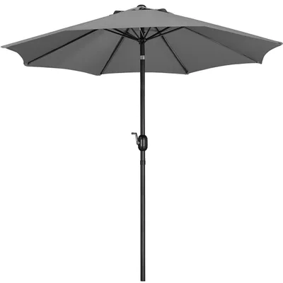 Produktbild von Sonnenschirm, 270 cm Durchmesser, Terrassenschirm, Gartenschirm, neigbarer Balkonschirm, Sonnenschirm mit Kurbelmechanismus, Sonnenschutz UPF 50+, grau