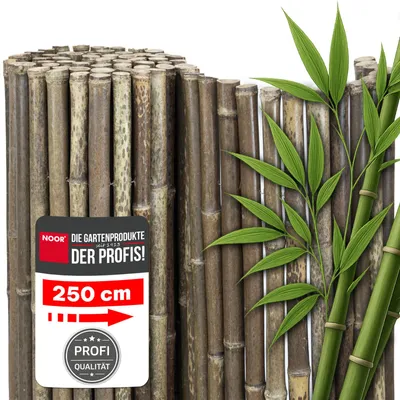 Produktbild von NOOR Bambusmatte BLACK EDITION 150x250 cm - Sicht- & Windschutz aus schwarzem Bambus für Balkon, Terrasse & Garten - Bambusrohre 20-35 mm