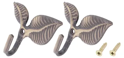 Gardinenhaken 75 mm, 2 Stück, Metall, bronzefarben, Wandmontage