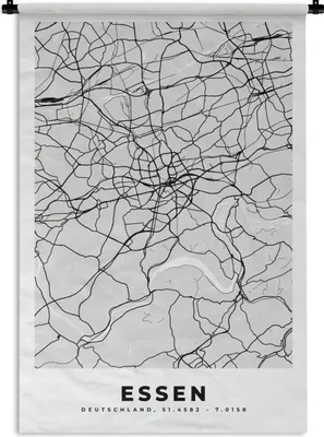 Produktbild von MuchoWow® Wandteppich Wandbehang Deutschland - Stadtplan - Essen - Karte 90x135 cm Tapisserie Dekoration Wandtuch - Baumwolle - Wandskulptur