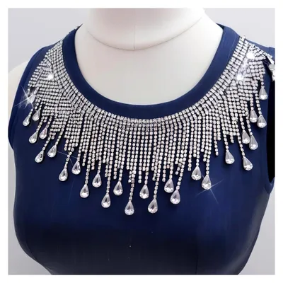 Produktbild von Strass-Kette für Hochzeitskleider, silberner Strassbesatz, 91 cm, DIY Kristall-Quastenkette, Draperie-Bordüre mit Tropfen-Charms