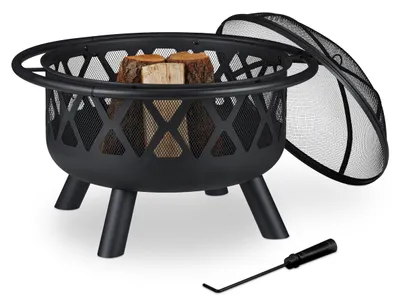 Image de Brasero - Foyer de jardin - Brasero - Bol de feu - Foyer de terrasse - Très grand, 75 cm - Acier noir