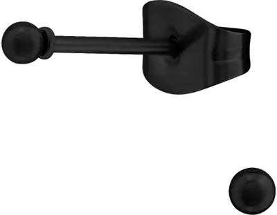 Produktbild von Ohrringe Ohrstecker 316L Chirurgenstahl mit schwarzer Kugel 2-6mm Größe - 2 mm