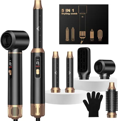 Produktbild von 5 in 1 Hairstyler & & Föhn Set mit Rundbürstenföhn,Warmluftbürste,Lockenföhn, Stylingbürsten, Heißluftbürste Airbrush Haarstyler Geschenke für Frauen