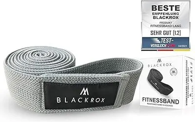 Produktbild von BLACKROX Fitnessband Lang BANDOROX Widerstandsband Resistance Band für Männer und Frauen Yoga Krafttraining Pilates Fitness Hüftband Beine Hüfte, grau
