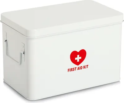 Produktbild von ZELLER 19245 Medizinbox FIRST AID KIT Metall weiß - 32 x 19 x 20 cm / Arzneimittelaufbewahrung