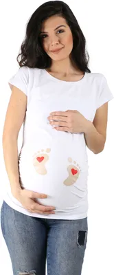 Produktbild von M.M.C. Umstandsshirt Baby Füße mit Motiv, S, Weiß