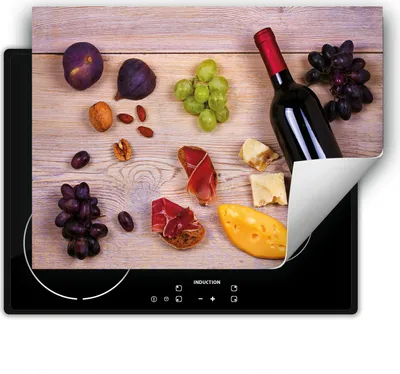 Produktbild von DarHaus Herdabdeckplatte 80x52 cm Anti Rutsch Matte Aufrollbar, Wein - Holz
