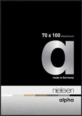 A product advertisement for a Nielsen Alpha aluminum picture frame.