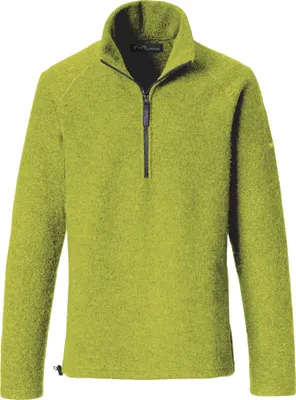 Produktbild von Mufflon Mu-Jonas Pullover aus W100 Wolle, schmal geschnitten, mit 1/4-Reißverschluss, kiwi, S