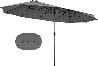 Obrázok produktu pre KOMFOTTEU dvojitý slnečník 460 x 260 cm, veľký slnečník s kľukou a 12 rebrami, záhradný slnečník balkónový slnečník trhový slnečník stolový slnečník bez podstavca na slnečník pre bazén dvor