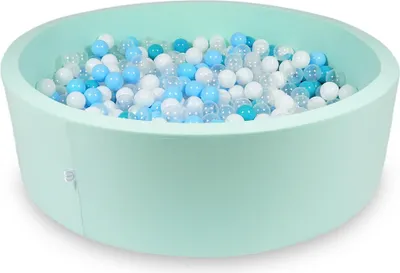 Immagine prodotto di Piscina asciutta 130x40cm menta con 700 palline: turchese, bianco, trasparente, azzurro