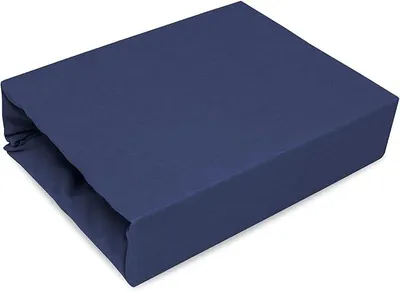 Produktbild von Best for Kids Spannbettlaken 100% Baumwolle Jersey, 22 Farben, 9 Größen, passt für Matratzen bis 25 cm, ideal für Kinderbetten, 80x160 cm Marineblau.