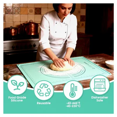 Produktbild von Silikon Backmatte zum Ausrollen von Teig, 70×50 cm, Mintgrün