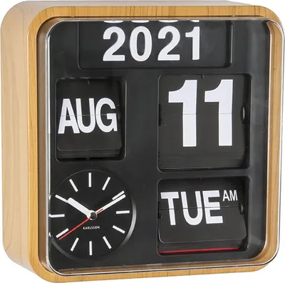 Produktbild von Karlsson - Wanduhr Mini Flip - Bambus - 24x24x10cm