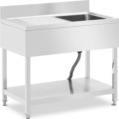 Zdjęcie produktu dla Zlew Basen Jednokomorowy Z Ociekaczem Półką I Rantem Prawy 100 X 60 X 97 Cm