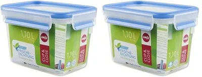 Obrázok produktu pre Ľahký priehľadný modrý obdĺžnikový kontajner s vekom, 1,1 litra, nepretekajúci