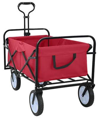 Zdjęcie produktu dla vidaXL Składany wózek transportowy, czerwony, 94 x 53 x 99 cm, tkanina Oxford