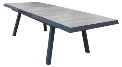 Immagine prodotto di Tavolo allungabile da esterno giardino in alluminio con piano in gres effetto legno 205/265 cm Lincoln -  Black